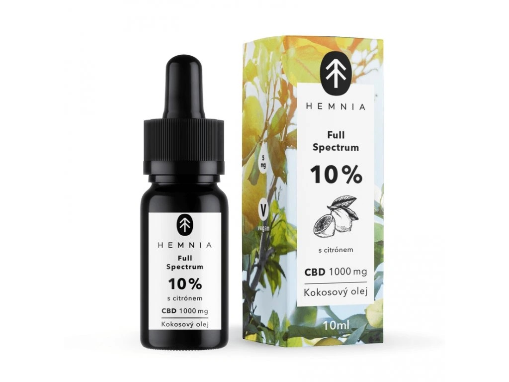 Hemnia pilno spektro CBD MCT kokosų aliejus 10%, 1000 mg, 10 ml, citrinų skonio