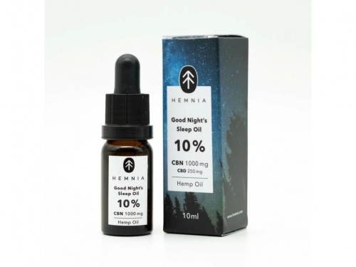Hemnia „Good Night's Sleep“ kanapių aliejus 10 %, 1000 mg CBN 250 mg CBD, 10 ml