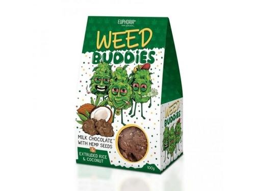 „Euphoria Weed Buddies“ kanapių sėklų, ryžių kamuoliukų ir kokoso skonio gėrimas 100 g