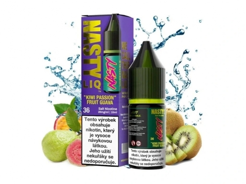 NASTY LIQ kivių ir pasiflorų skonio gvajavos skonio skystis 10 ml – druskos tirpalas. Nikotinas: 20 mg